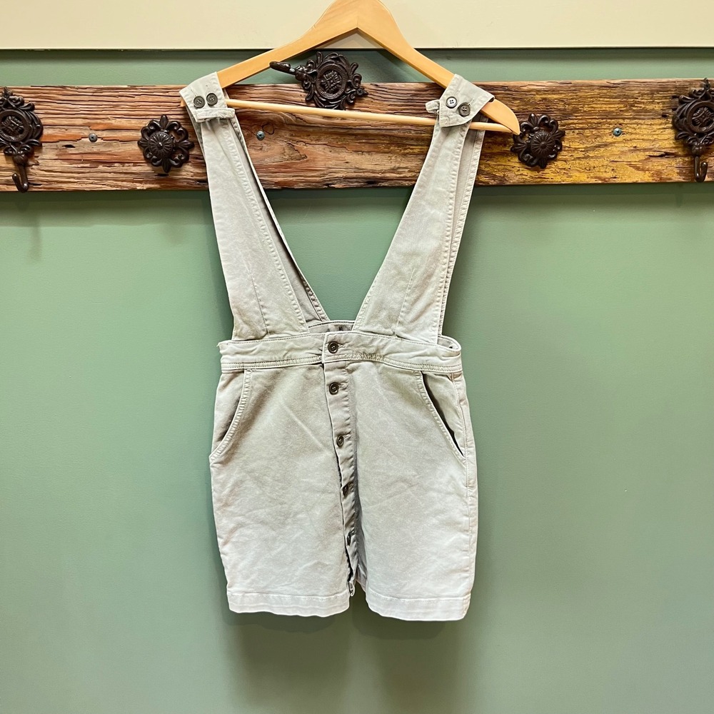 We The Free Free People Light Green Khaki Jumper Pinafore Mini Dressā Size 8
